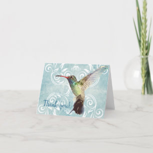 Cartão De Agradecimento Hummingbird with Flourish Background