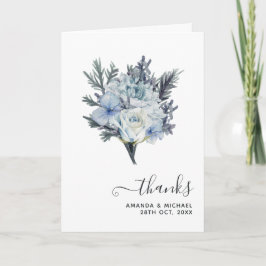 Cartão De Agradecimento Hydrangea Azul e Casamento Foto Th Lavanda Claro