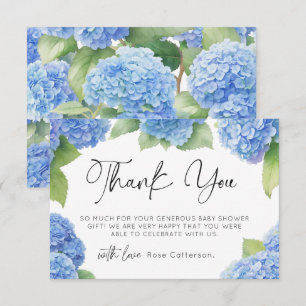 Cartão De Agradecimento Hydrangea É um Chá de fraldas de Menino Obrigado