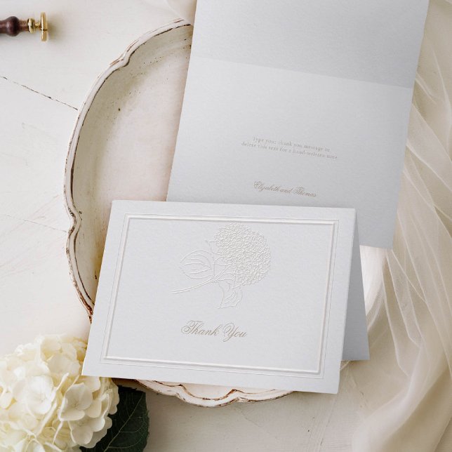 Cartão De Agradecimento Hydrangea Elegant Classic Formal Weding Obrigado (hydrangeas wedding folded thank you card formal traditional elegant modern classic double frame)
