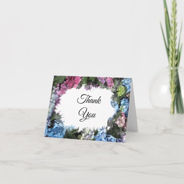 Cartão De Agradecimento Hydrangea Flower Frame Obrigado (Frente)