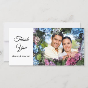 Cartão De Agradecimento Hydrangea Flowers Frame Weding Obrigado Foto