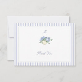 Cartão De Agradecimento Hydrangea Formal Stripes Coastal Classic Wedding