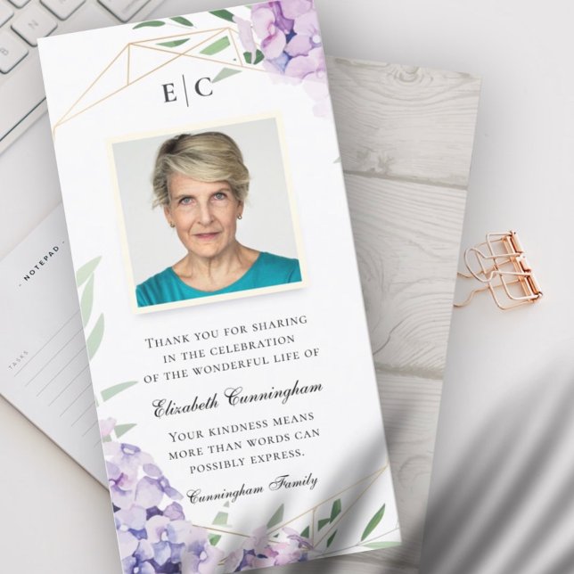 Cartão De Agradecimento Hydrangea Lilac Floral Memorial (Criador carregado)