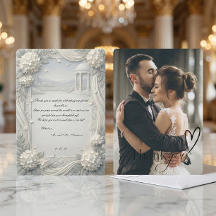 Cartão De Agradecimento Hydrangea Pérola Casamento Formal Foto Personaliza