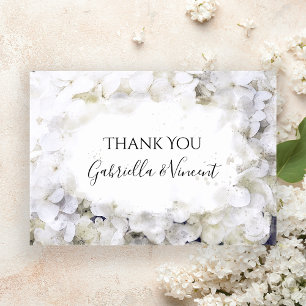 Cartão De Agradecimento Hydrangeas Brancas Watercolor Casamento Obrigado N