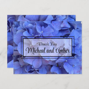 Cartão De Agradecimento Hydrangeas florais elegantes de periguito azul