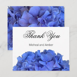 Cartão De Agradecimento Hydrangeas florais elegantes de periguito azul
