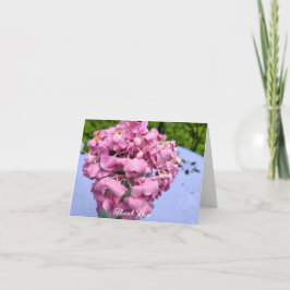 Cartão De Agradecimento Hydrangeas Rosa Em Uma Mesa