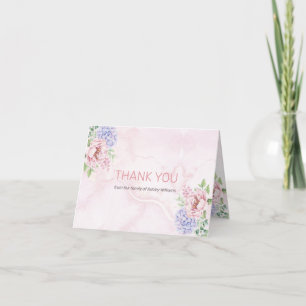 Cartão De Agradecimento Hydrangeas Watercolor Peonies Floral Bereavement