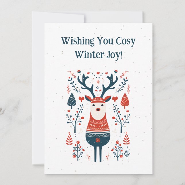 Cartão De Agradecimento Hygge Christmas Deer Design- Scandinavian Inspiron (Frente)