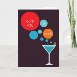 Cartão De Agradecimento I Owe You a Drink Blank Thank You Card
