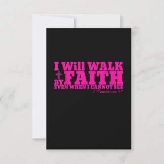 Cartão De Agradecimento I Will Walk By Faith Christian Pink Bible Verse T