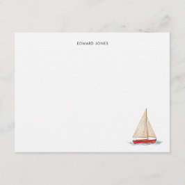 Cartão De Agradecimento Iate de veleiro de aquarela elegante