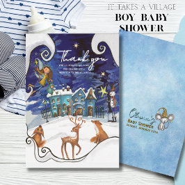 Cartão De Agradecimento Ice Blue Winter Village Thank You Card | Fairy 