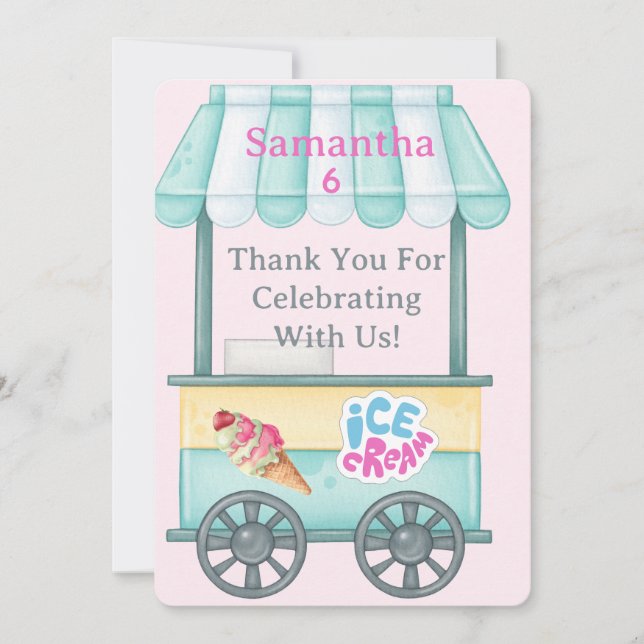 Cartão De Agradecimento Ice Cream Thank You Card, Samantha Birthday Thank  (Frente)