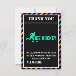 Cartão De Agradecimento Ice Hockey Birthday Party, Ice Hockey Girl Player 