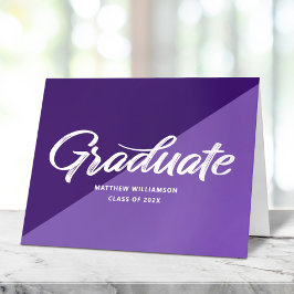Cartão De Agradecimento Ícone de Cap de Graduação Roxo Retro em Negrito
