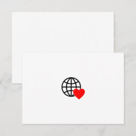 Cartão De Agradecimento Ícone do Globo do Amor Mundial | Coração Terra Des