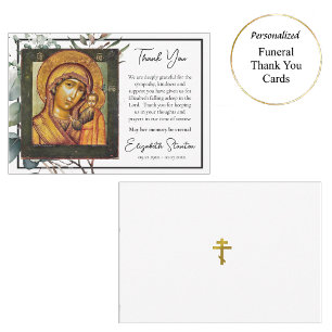 Cartão De Agradecimento Ícone Funerário do Menino Jesus Cristo Theotokos