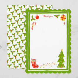 Cartão De Agradecimento Ícones Fofos Natal Férias PERSONALIZADOS CUSTOM 