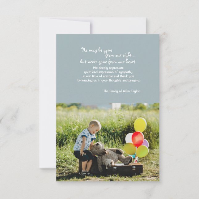 Cartão De Agradecimento Ido de nosso obrigado do falecimento da foto da (Frente)