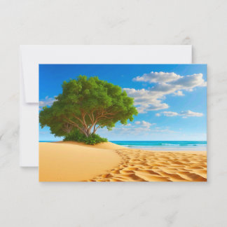 Cartão De Agradecimento Ilha Tropical Deserta Praia Arenosa
