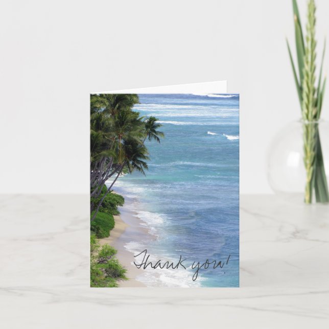 Cartão De Agradecimento Ilha Tropical Obrigado (Frente)