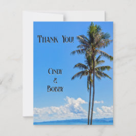 Cartão De Agradecimento Ilha Tropical, Palmeiras, Mares Azuis, Casamento T