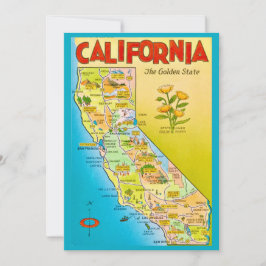 Cartão De Agradecimento Illustrated California State 5x7 Big Postcard