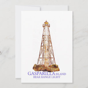 Cartão De Agradecimento Ilustração de Aquarela Gasparilla Island Light