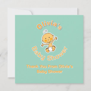 Cartão De Agradecimento Ilustração de Bebê Fofo Chamada de Bebê Personaliz