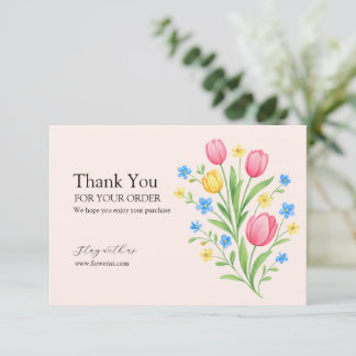 Cartão De Agradecimento Ilustração de Buquê de Tulipas Pastel Elegante