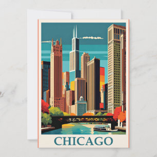Cartão De Agradecimento Ilustração de Chicago Vintage