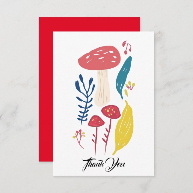 Cartão De Agradecimento Ilustração de cogumelo cúmulo Pequeno (Frente/Verso)
