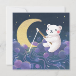 Cartão De Agradecimento Ilustração de Fantasia do Sonho do Urso Polar