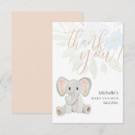 Cartão De Agradecimento Ilustração em Aquarela de Elefante com Rubor Fofo