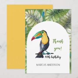 Cartão De Agradecimento Ilustração em Aquarela Exótica de Tucano