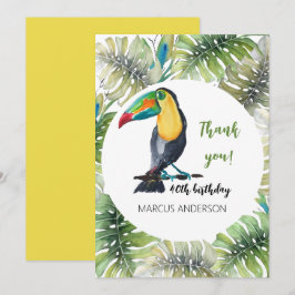 Cartão De Agradecimento Ilustração em Aquarela Exótica de Tucano