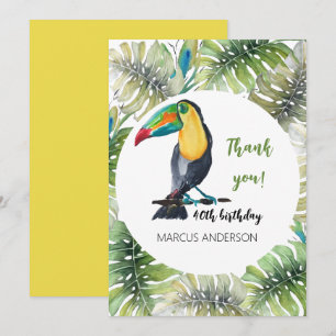 Cartão De Agradecimento Ilustração em Aquarela Exótica de Tucano