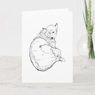 Cartão De Agradecimento Ilustração Minimalista de Cachorro Husky Siberiano