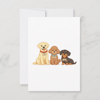 Cartão De Agradecimento Ilustração Vetorial de Família de Cachorro Fofo