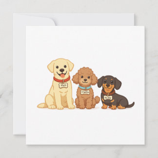 Cartão De Agradecimento Ilustração Vetorial de Família de Cachorro Fofo