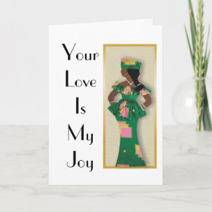 Cartão De Agradecimento Imagem da fêmea em verde, cor-de-rosa, vestuário