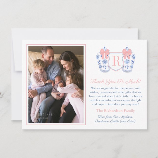 Cartão De Agradecimento Imagem da Menina do Arco Rosa Elegante (Frente)