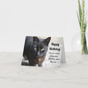 Cartão De Agradecimento Imagem do gato preto com feliz aniversário 