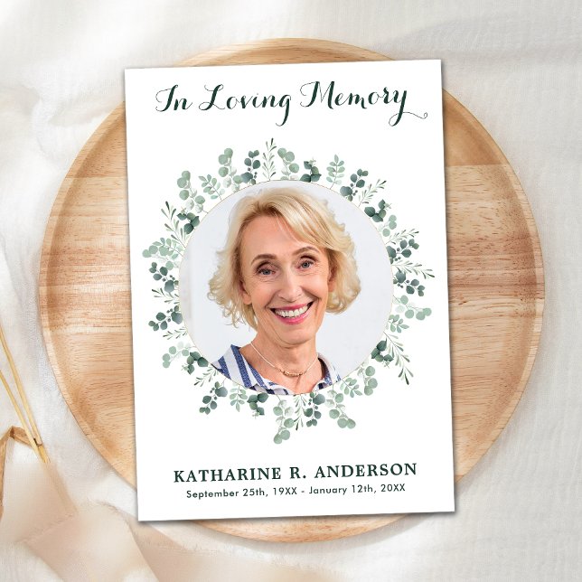 Cartão De Agradecimento Imagem Memorial de Simpatia Eucalyptus Funeral (Criador carregado)