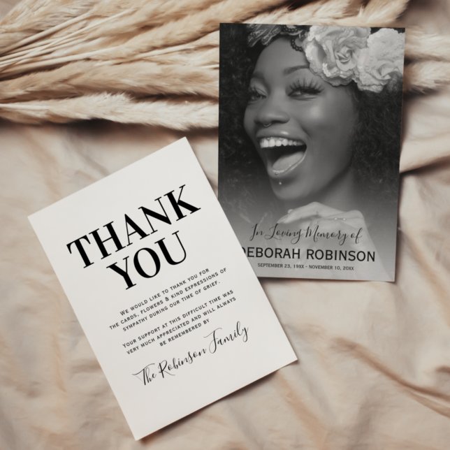 Cartão De Agradecimento Imagem Memorial Funeral Elegante (Criador carregado)
