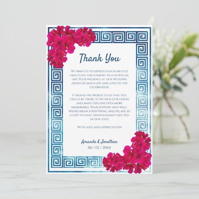 Cartão De Agradecimento Imagem Personalizada de Elegância Grecian Watercol (Em pé/Frente)