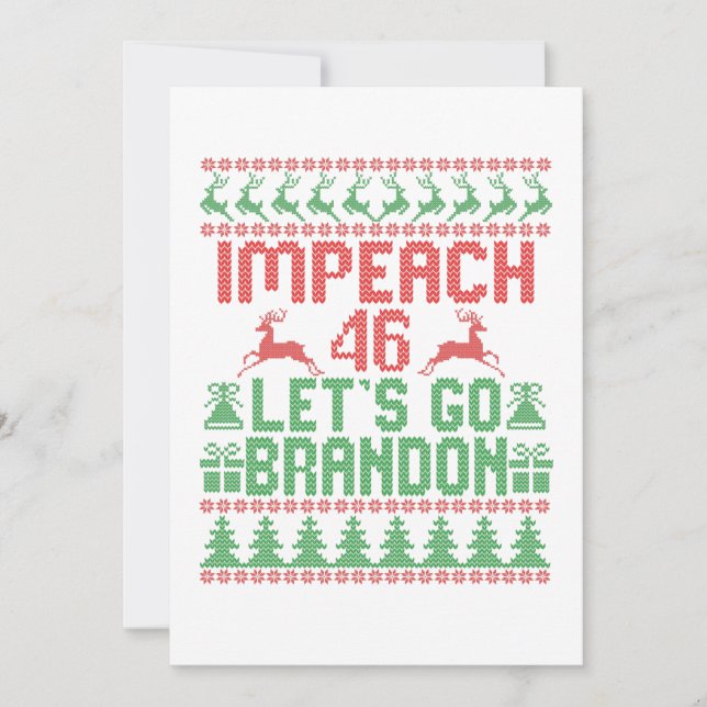 Cartão De Agradecimento Impeach 46 Vamos Go Brandon Ugly Christmas Sweater (Frente)